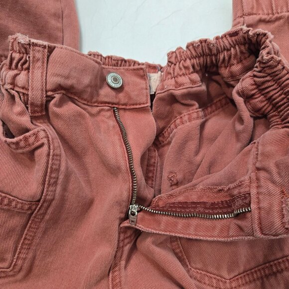 Free People Size S Cotton Platoon Cargo Pants In Red Rust Elastic Waistband - Picture 8 of 16